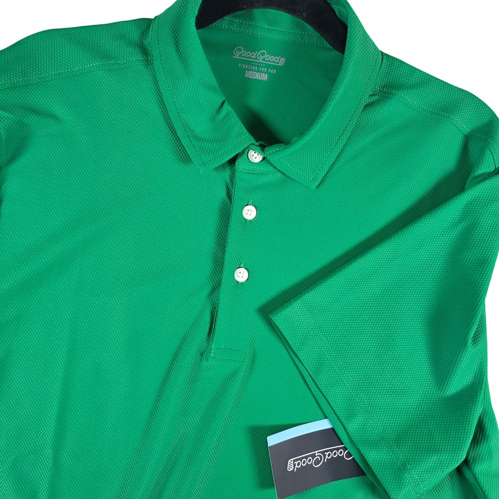 Good Good Golf Show Out Textured Polo Men Medium Green Short Sleeve GG3231-M